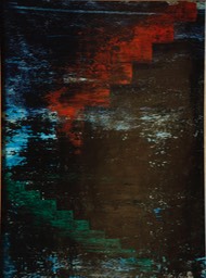 A Dark Place With Stairs 18X14 oil on plywood 2010 signed