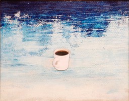 Arabica Dream 14.5X18.5 oil and collage unsigned 2013