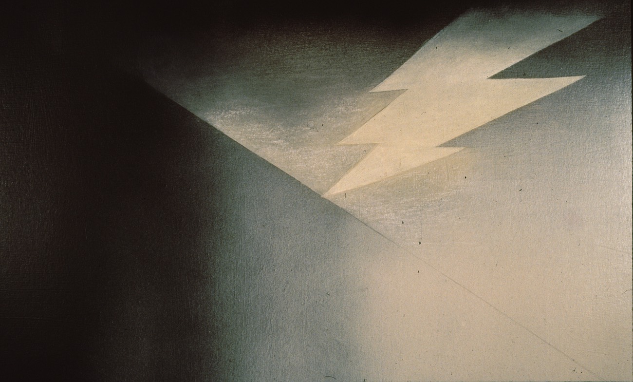 Ball Park Lightning oil 16x22 1970's