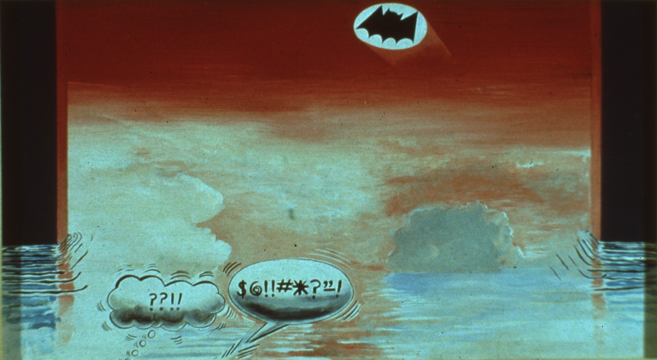 Cartoon Landscape oil 18x32 late 70's