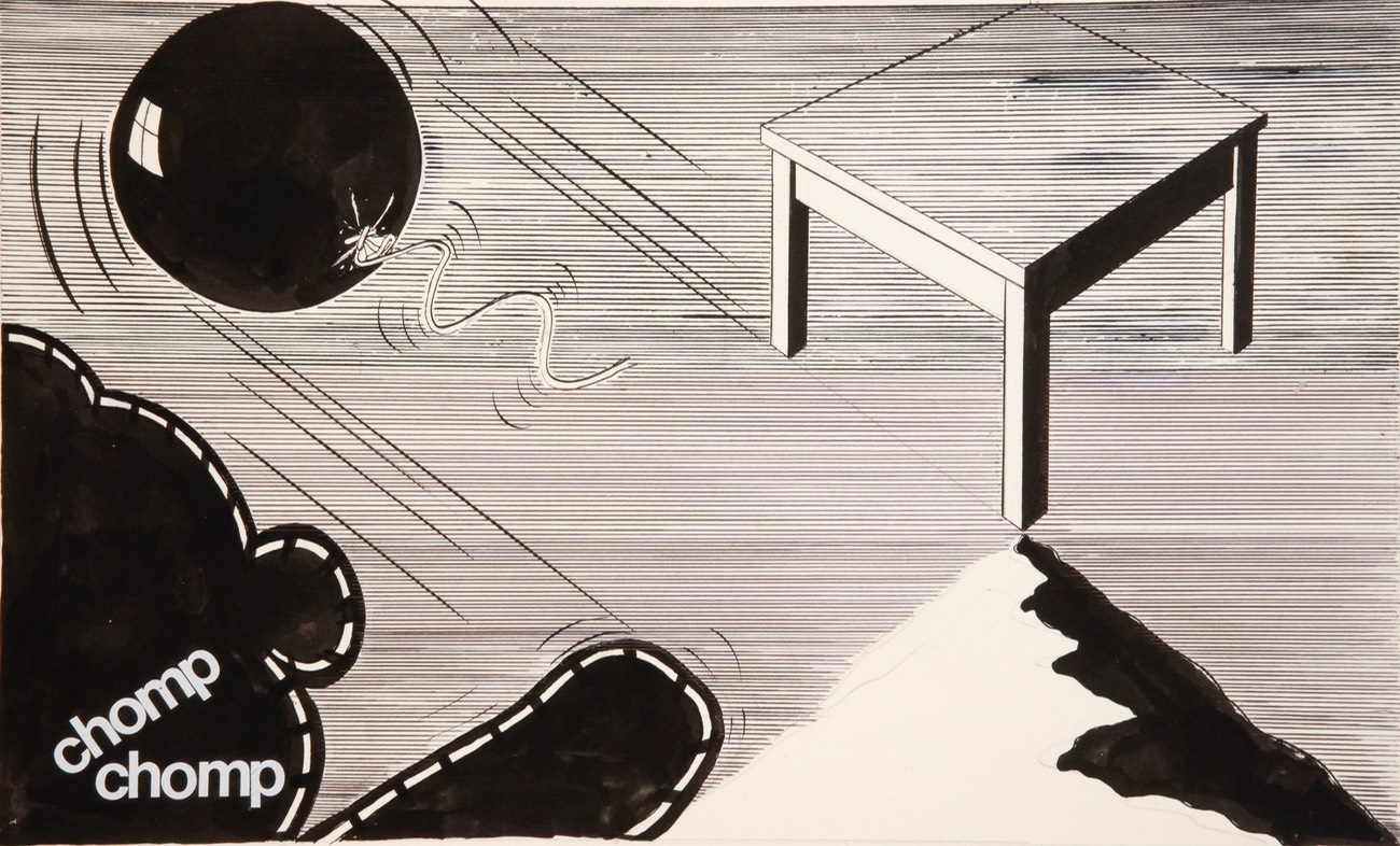 Chomp Chomp.9x15.india ink