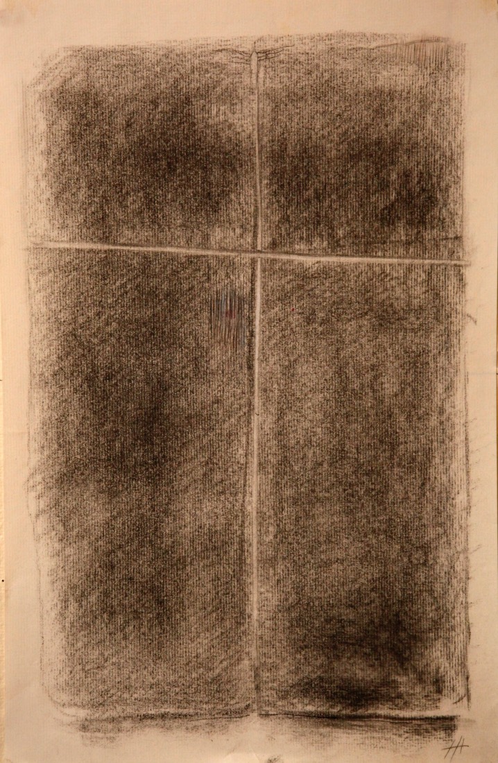 Drawing for Gift Blockprint 16X10.5 charcoal initialed