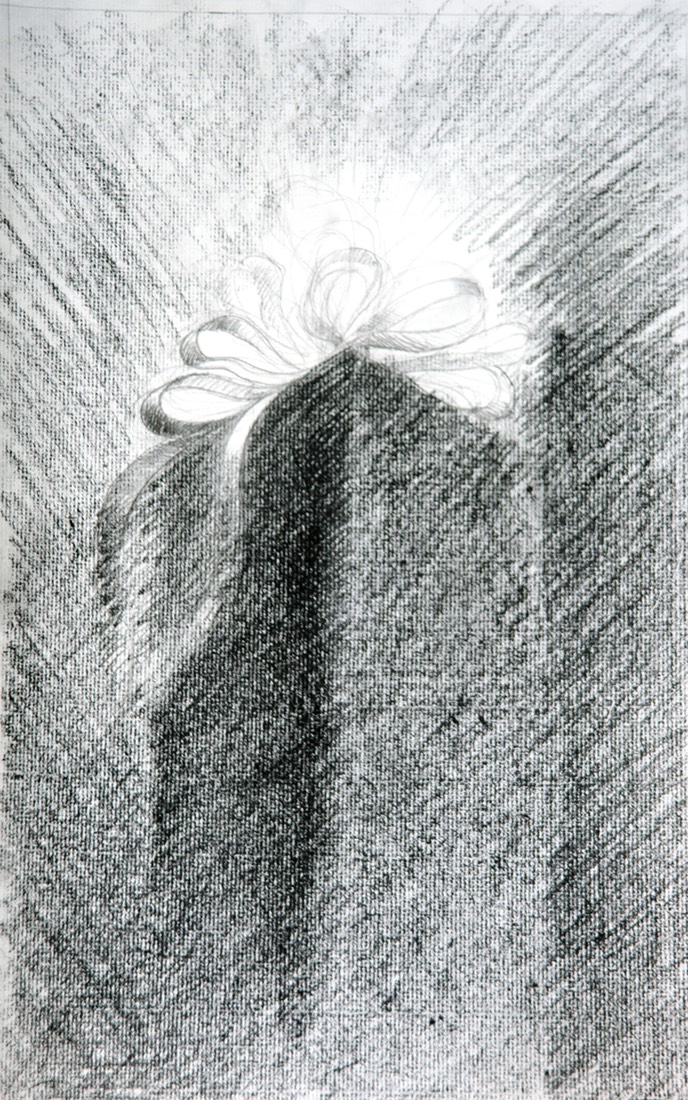 Gift Package With Bow 16X10 charcoal & grsphite signed 300