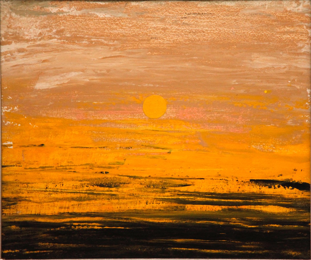 Golden Hour, Edinboro Lake 12X13.5 oil on canvas board 