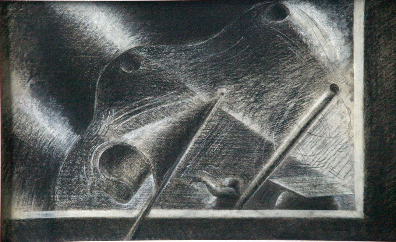 Graduation Exercises 11X18 charcoal and conte