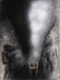 Guns and Figures 15.5x11.25 charcoal and conte signed