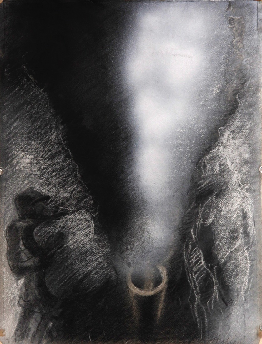 Guns and Figures 15.5x11.25 charcoal and conte signed