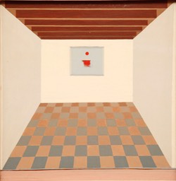 Interior with Sunrise painting 12X12 oil 