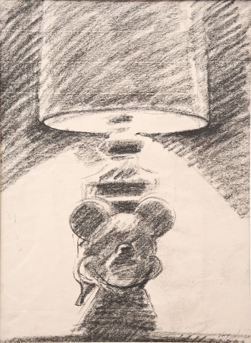 mickey lamp image 11.75X8.5 charcoal signed