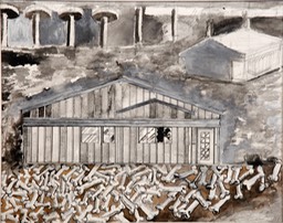 Osseous Diner 10x12.5 pen ink acrylic initialed