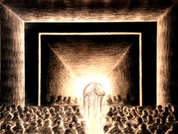 Rising Drama at the Theater 18.5X24 charcoal and tempera