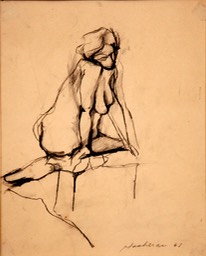 Seated Nude 10.5x8.375 charcoal signed 1961