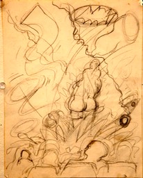 Sketch for Theater painting 9x7.5 pencil