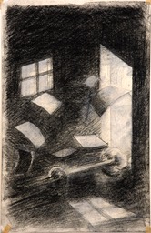 Study For Leaving Quickly 17x11 charcoal and white conte