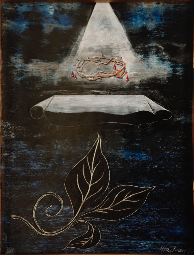 The Trinity 14X18.5 oil on plywood 2005 signed 