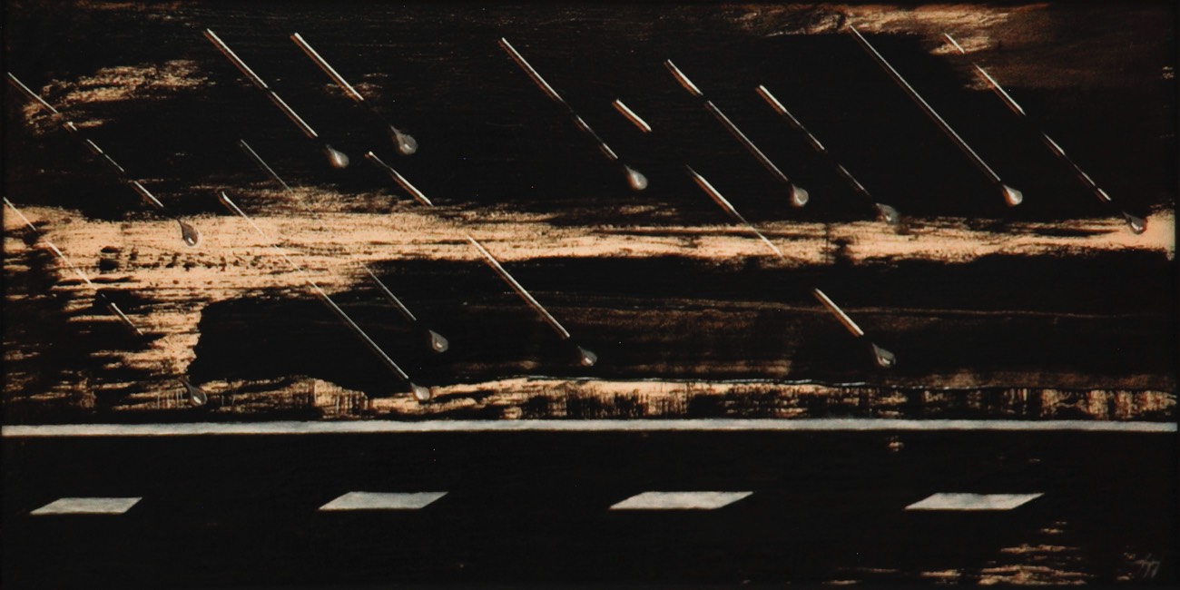 The Wet Road 14X24 oil on masonite 2014 initialed 