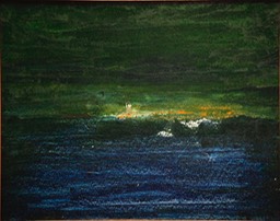 Three A.M.on Lake Erie 16X20 oil on canvas board unsigned