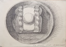 To Louis for breakfast 5.75X8 pencil sketchbook page 1973