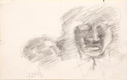 Two Faces 9X11.75 charcoal. graphite pencil